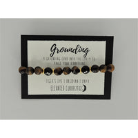 Grounding beaded bracelet with Tiger’s Eye, Onyx, Obsidian, and Palo Santo #LV9554