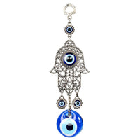 Silver Hamsa Evil Eye Wall Decoration LV9677 with filigree and blue beads