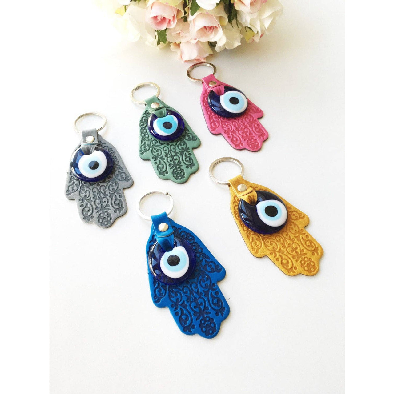 Hamsa Hand Evil Eye Keychain #Q385 - $8.95