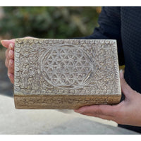 Thumbnail for Hand Carved Flower of Life Wooden Box Keepsake Storage