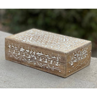 Thumbnail for Hand Carved Flower of Life Wooden Box Keepsake Storage