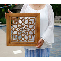 Handcrafted Large Lotus Wooden Wall Panel For Home Decor