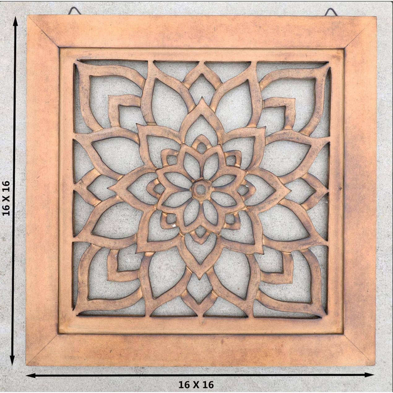 Handcrafted Large Lotus Wooden Wall Panel For Home Decor