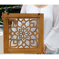 Handcrafted Large Lotus Wooden Wall Panel For Home Decor