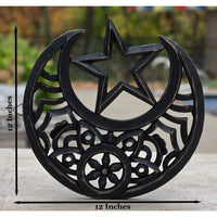 Thumbnail for Handcrafted Wooden Celestial Star Moon Wall Décor Hanging