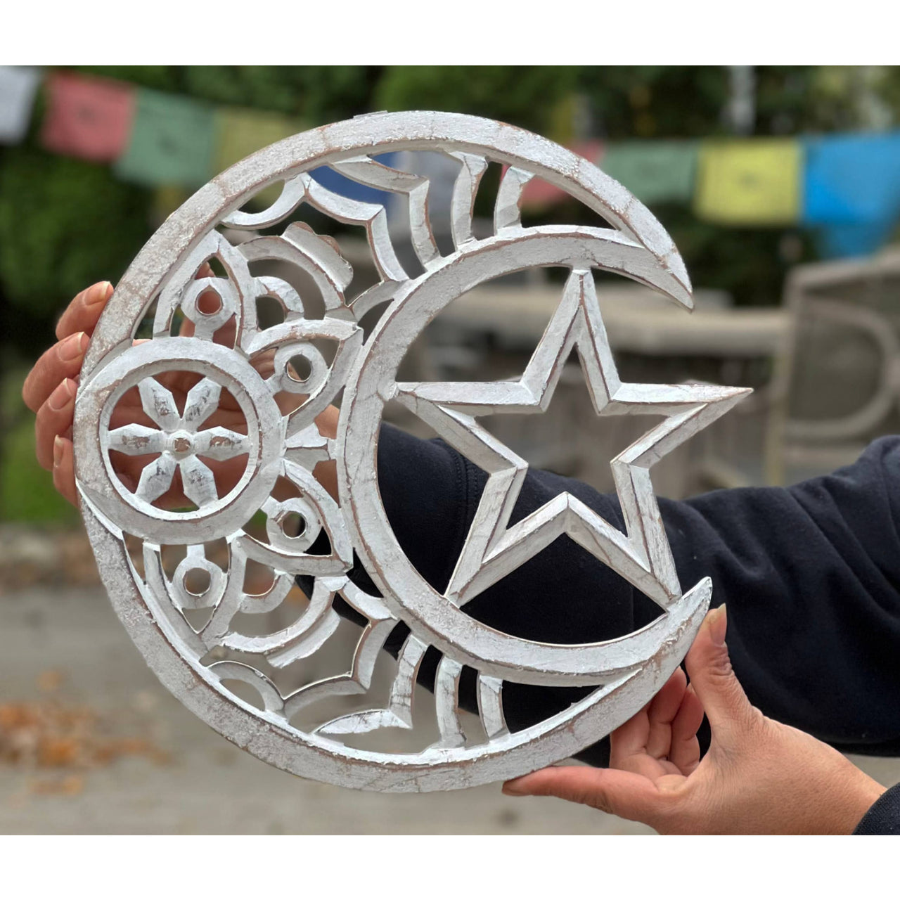 Handcrafted Wooden Celestial Star Moon Wall Décor Hanging