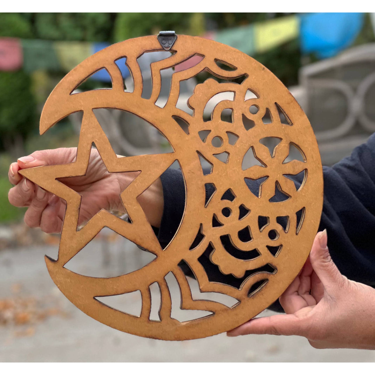 Handcrafted Wooden Celestial Star Moon Wall Décor Hanging