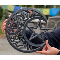 Thumbnail for Handcrafted Wooden Celestial Star Moon Wall Décor Hanging