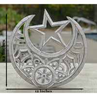 Thumbnail for Handcrafted Wooden Celestial Star Moon Wall Décor Hanging