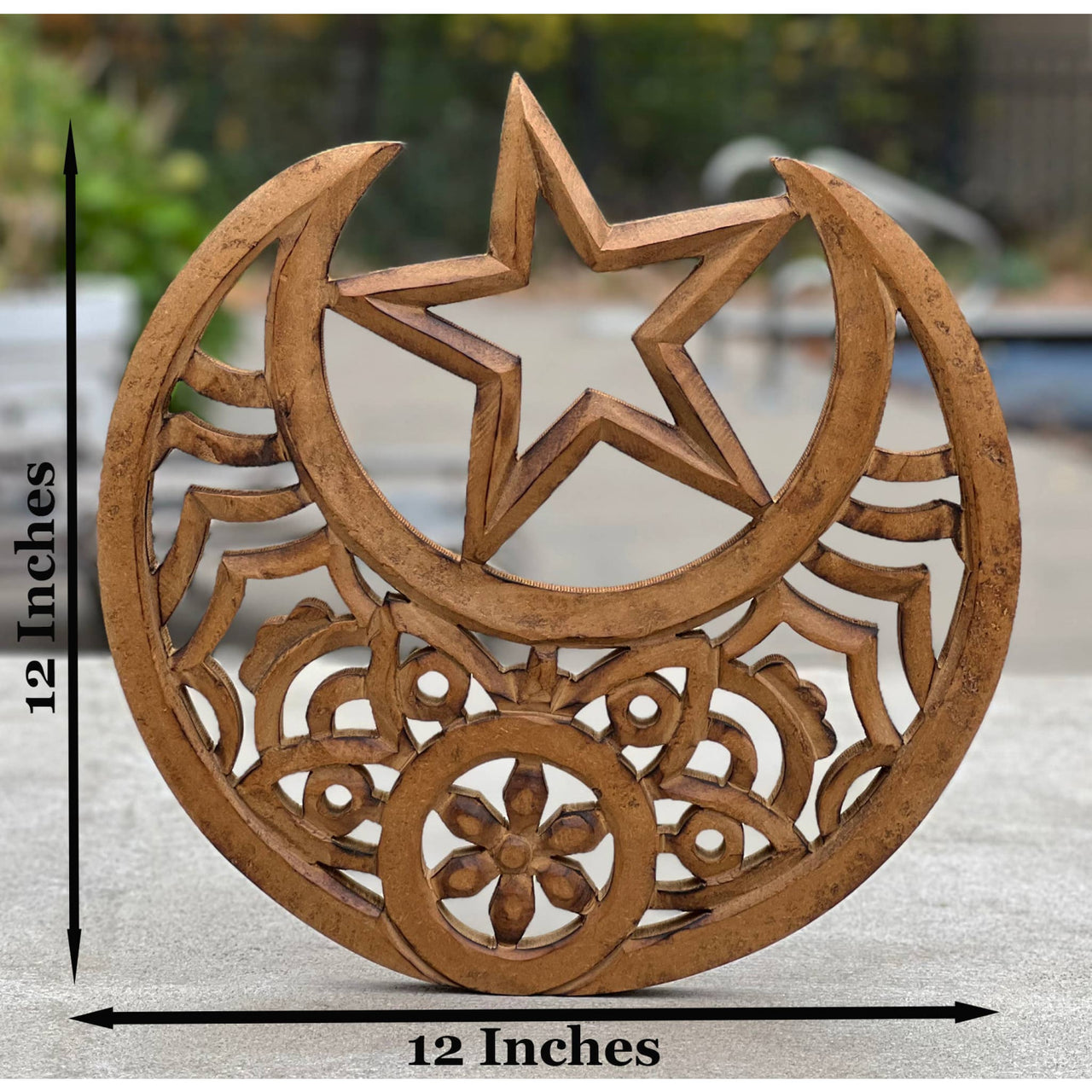 Handcrafted Wooden Celestial Star Moon Wall Décor Hanging