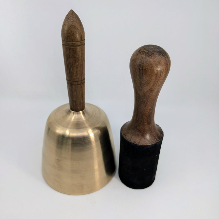Brass bell with wooden mallet for Handle Singing Bowl 4.5 inches Jumbo Mallet #LV7631