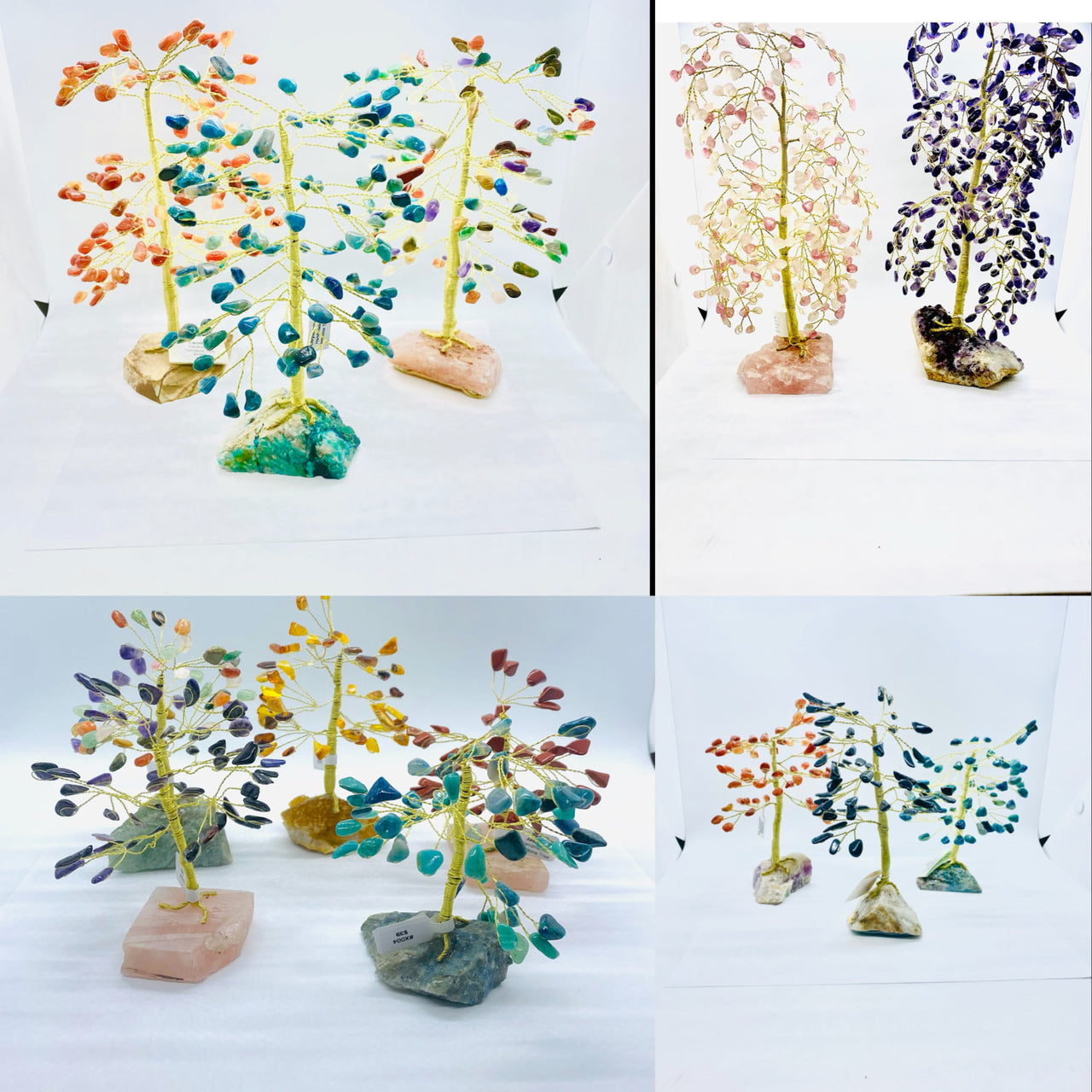 Colorful glass sculptures in unique shapes from Handmade Gemstone Tree #X004 collection