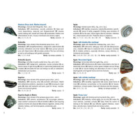 Page from healing crystals book by michael gienger showing detailed mineral entries like abalone and agate for gemstones and jewelry