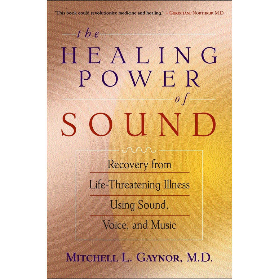 The healing power of sound book cover with warm gradient and purple and gold text for jewelry and crystal healing