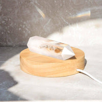 Wooden crystal diffuser with white quartz on minimalist lamp #LV9548