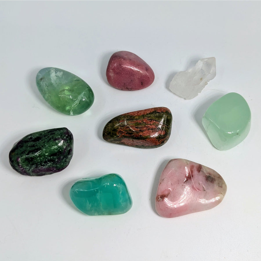 Heart Chakra Crystal Companion 7 Stone Set #KS004 - $39