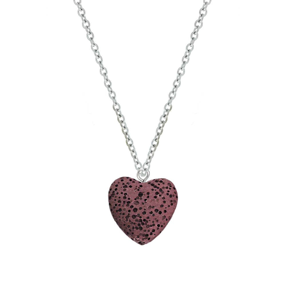 Heart Lava Bead Aromatherapy Essential Oil Pendant Necklace