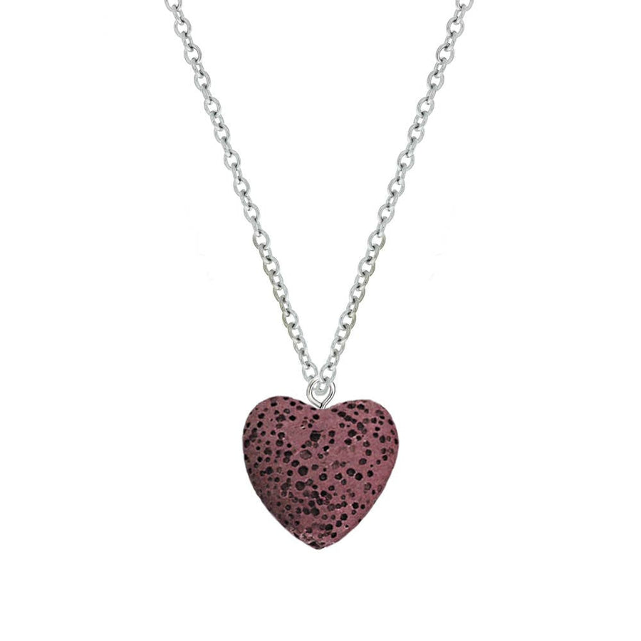 Heart Lava Bead Aromatherapy Essential Oil Pendant Necklace