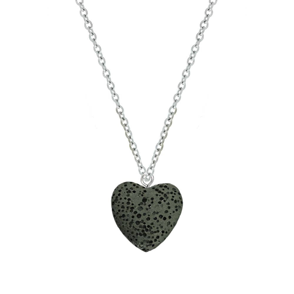 Heart Lava Bead Aromatherapy Essential Oil Pendant Necklace