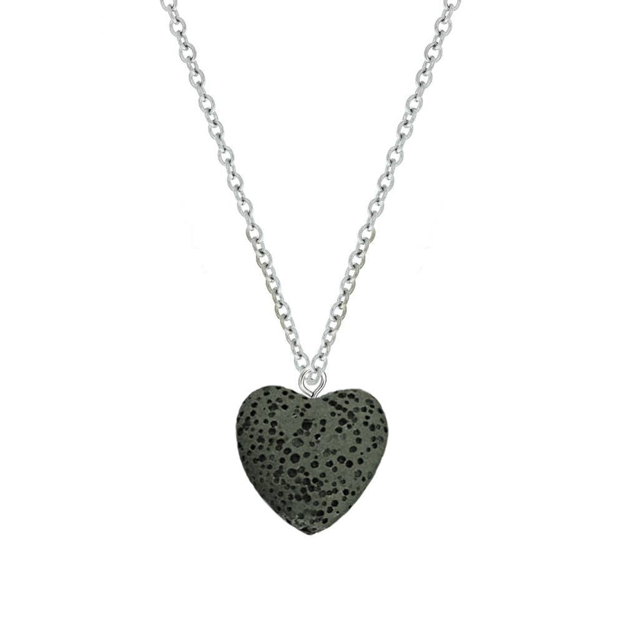 Heart Lava Bead Aromatherapy Essential Oil Pendant Necklace