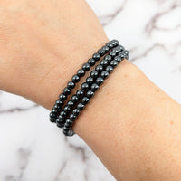 Thumbnail for Dark Hematite 4mm beaded bracelet #SK9625 with metallic sheen and elegant design