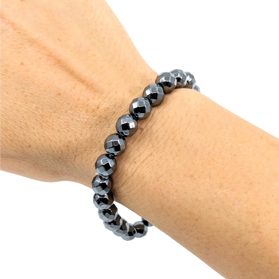 Black Diamond Bracelet displayed with Hematite Bracelet Choose Size, Style #J258