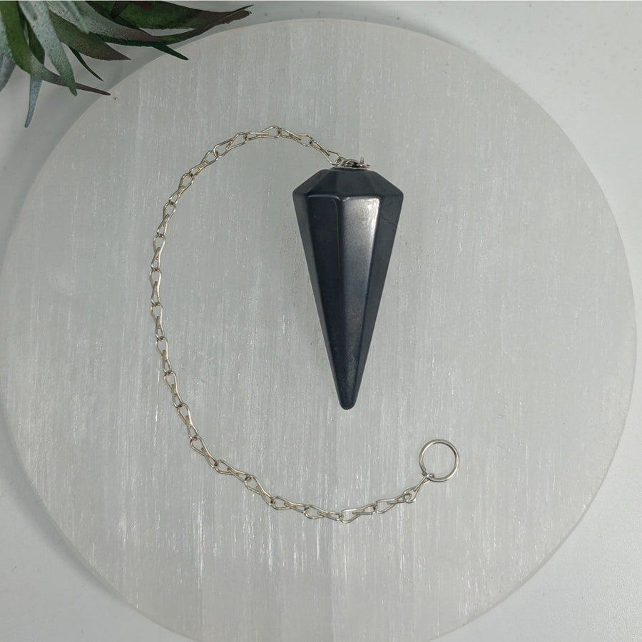 Black Hematite Pendulum with Silver Chain for Spiritual and Meditation Uses