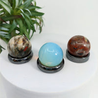 Thumbnail for Hematite Silver Ring / Mini Sphere Stand #SK1111 - $6.95