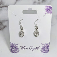 Thumbnail for Herkimer Diamond S.S. Earrings LV3913: Silver tear earrings in an elegant white box