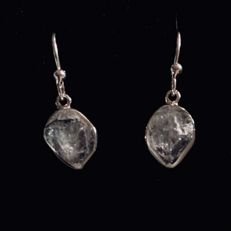 Clear Quartz Herkimer Diamond Sterling Silver Earrings #J612D
