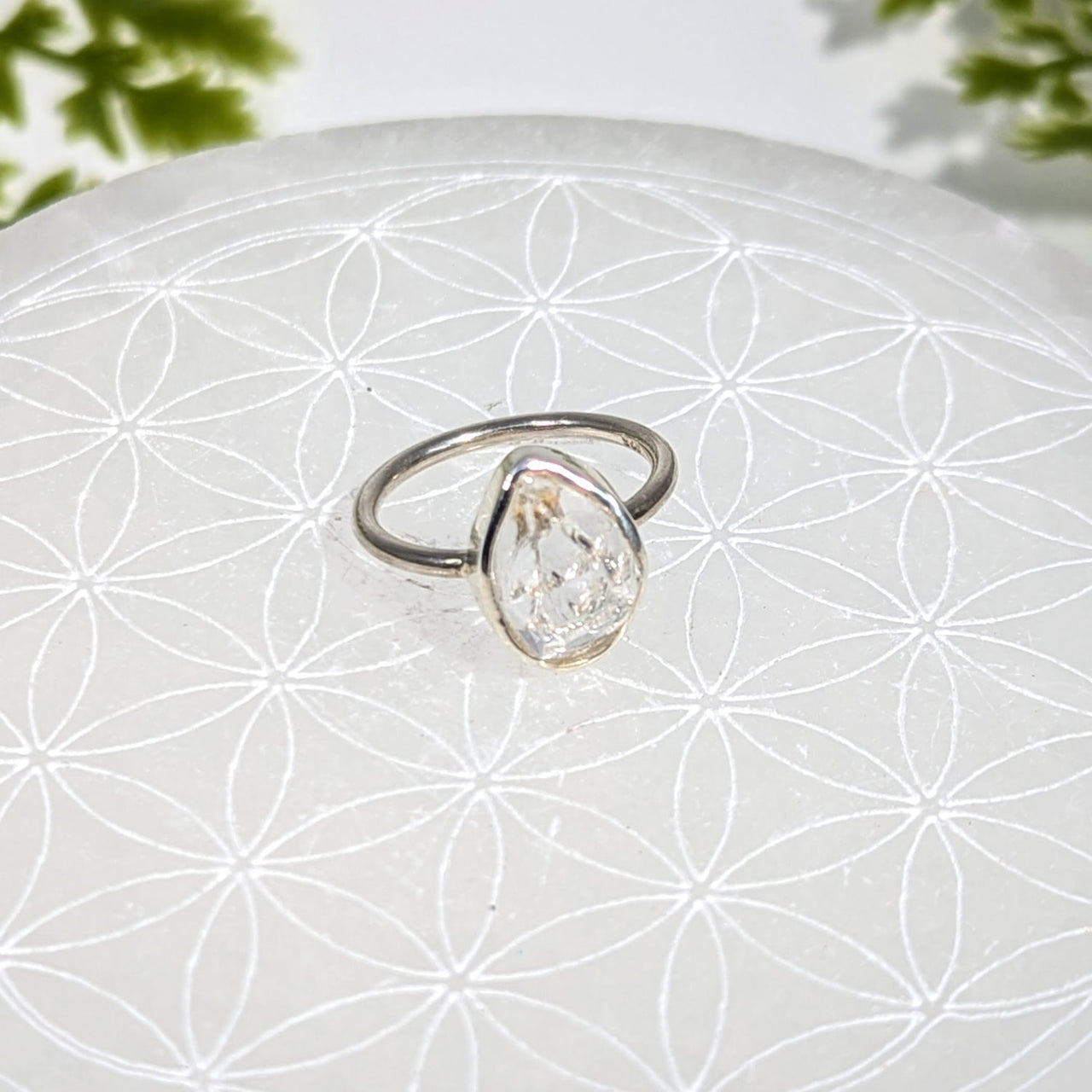 Herkimer diamond size 5.75 XL stone silver ring BC1080, teardrop crystal