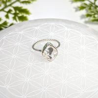 Herkimer Diamond Sz 7.75 XL Stone Twist Band Ring #BC1079 silver ring