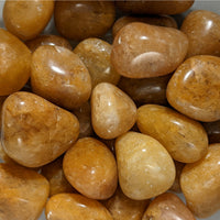 Polished golden-yellow Himalayan Gold Quartz T270 tumbled stones