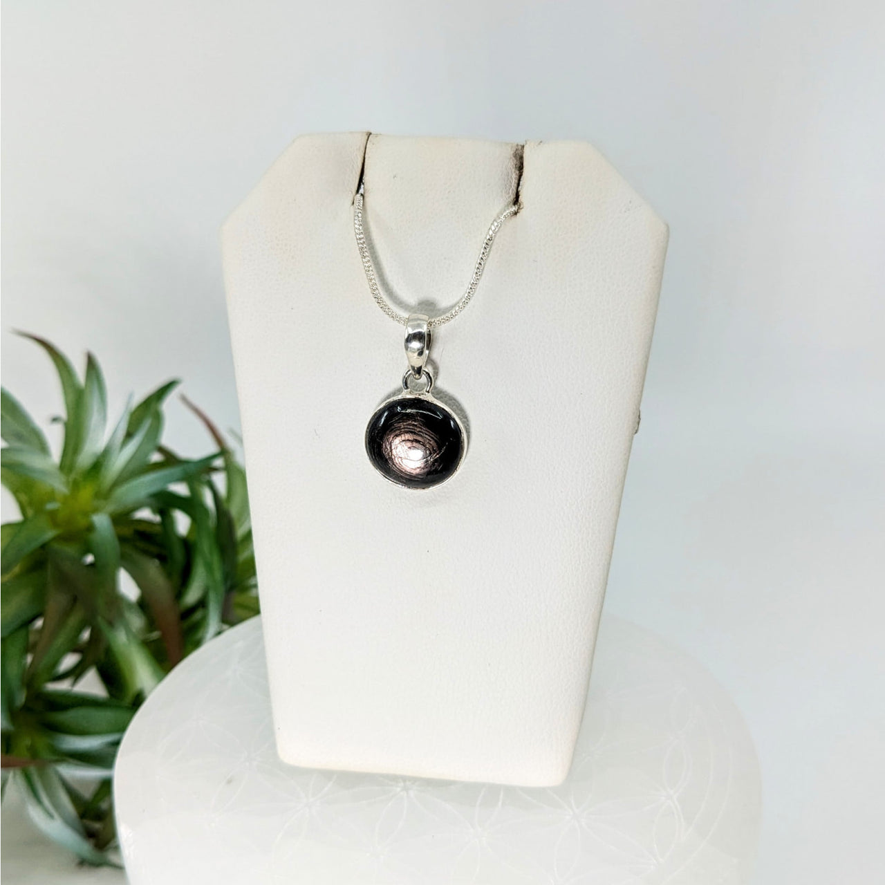 Hypersthene.5’’ Round S.S. Pendant #LV6047 - $36