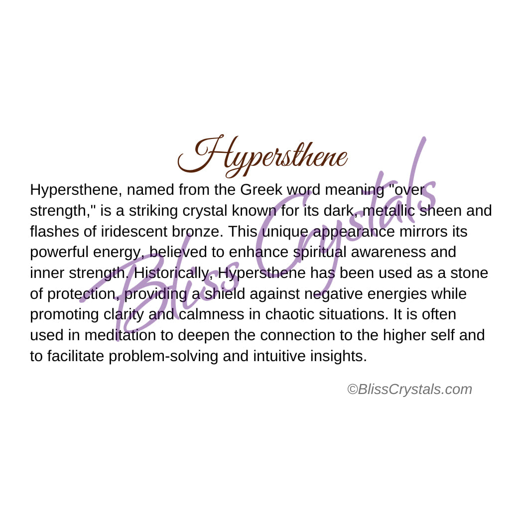 Hypersthene Crystal Information Card Double sided #HC190