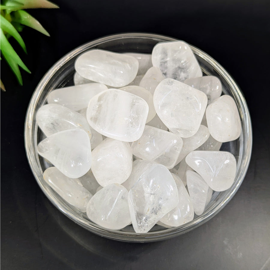 Clear tumbled quartz stones from Ice Quartz .8 to 1.8 inches in size for healing and decor