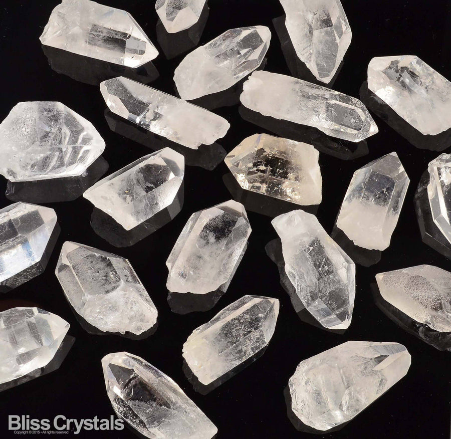 Set of 3 CLEAR QUARTZ Rough Extra Quality Crystal Points Size MedLrg Stones Set #QS01