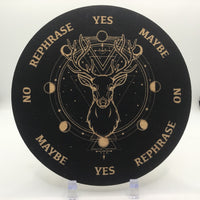Thumbnail for Deer Moon Phase Etched Wood Pendulum Board, You Pick Size & Color #SK2203