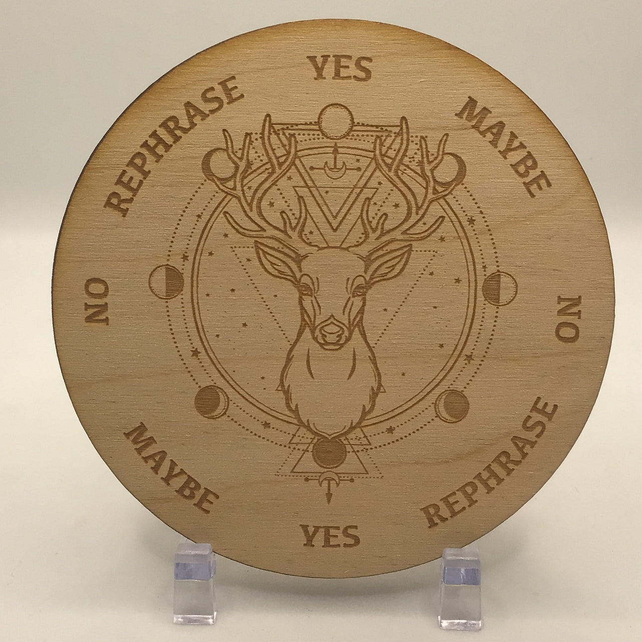 Deer Moon Phase Etched Wood Pendulum Board, You Pick Size & Color #SK2203