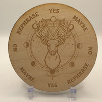 Thumbnail for Deer Moon Phase Etched Wood Pendulum Board, You Pick Size & Color #SK2203