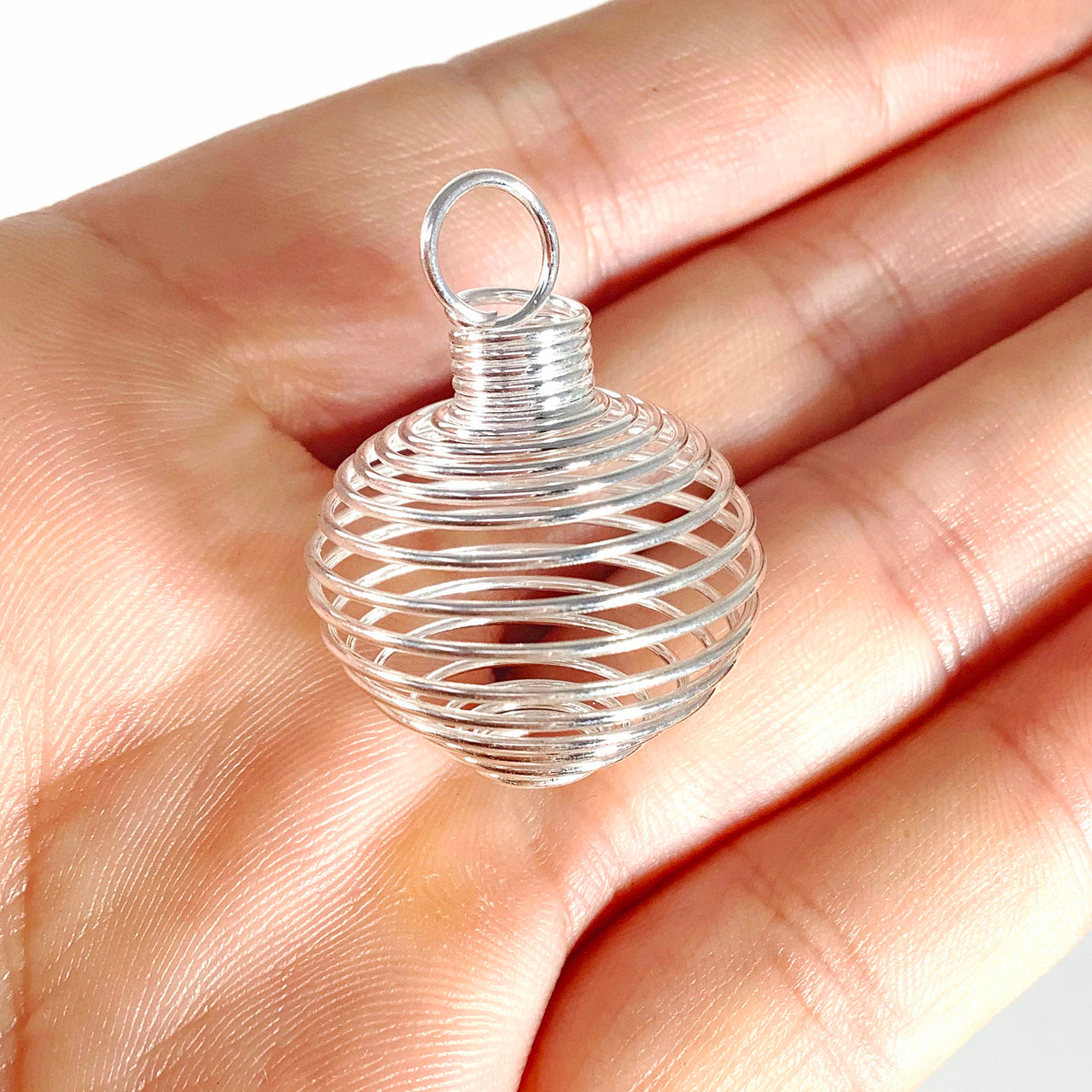 Spiral Cage Pendant 25 mm for Crystals or Stones, Silver Plated #JS050