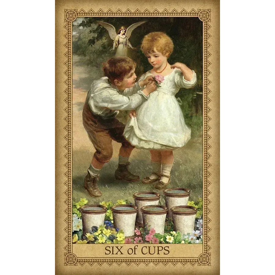 A painting of two children playing with buckets in Influence Of The Angels Tarot #IAT78