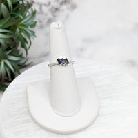 Thumbnail for White sterling silver ring with blue sapphire stone from Iolite’s collection, size 6-8