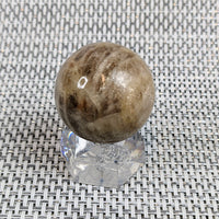 Thumbnail for Iridescent Sunfire 1.2’ Moonstone Sphere on Glass Base - Product Code #LV4836