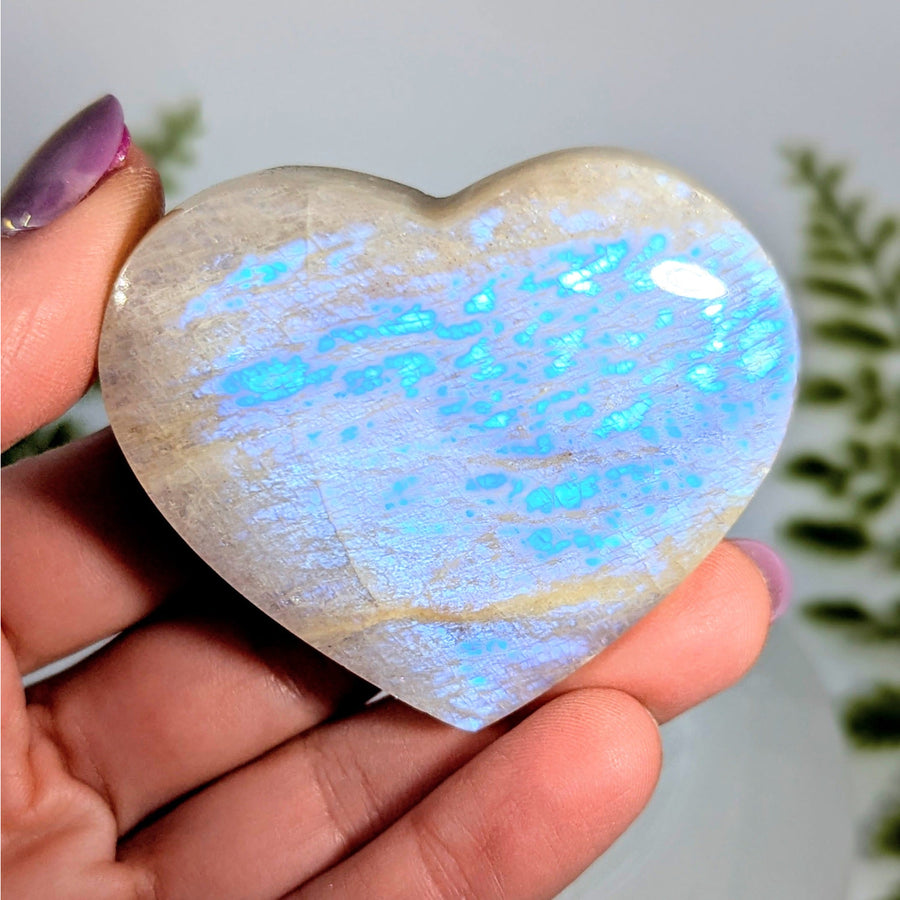 Iridescent labradorite sunfire moonstone 2.25 inch heart #BC0869