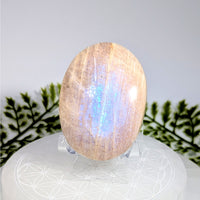 Iridescent Sunfire Moonstone 2.25 inch Palm Stone #BC0893