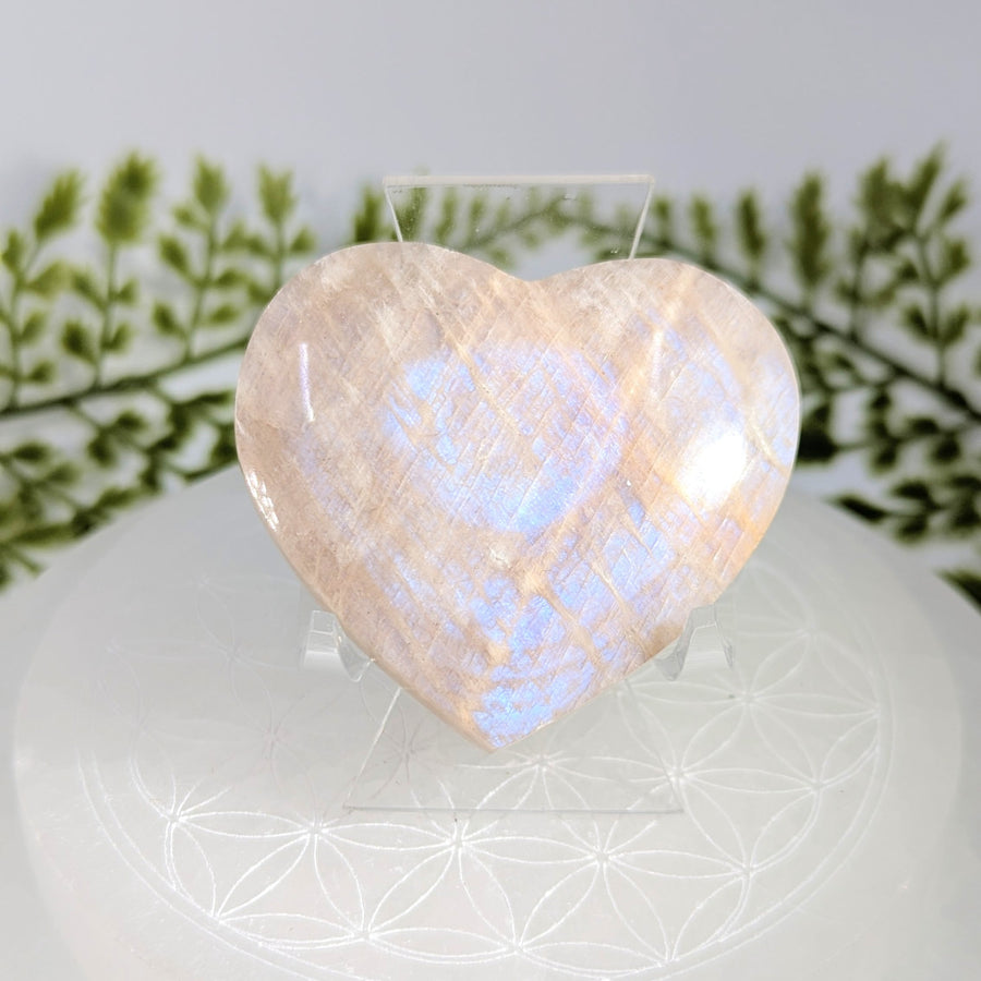 Irridescent Sunfire 2.1’’ pink moonstone heart #BC1219