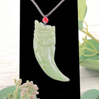 Jade Dragon Bird Horn Adjustable Necklace #J879 - $50