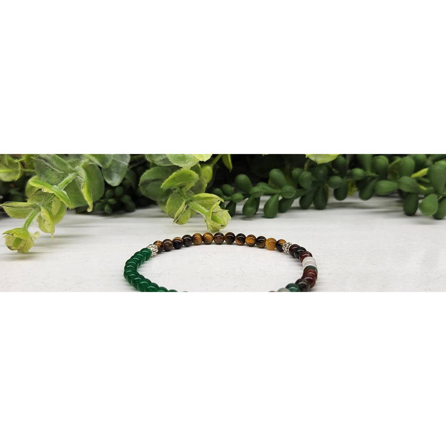 Colorful Jade Tiger’s Eye and Bloodstone 4MM Beaded Bracelet for abundance