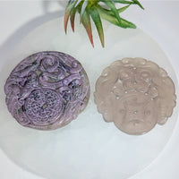 Jadeite 2.4’’ Carved Chinese Medallion Pendant #LV9447